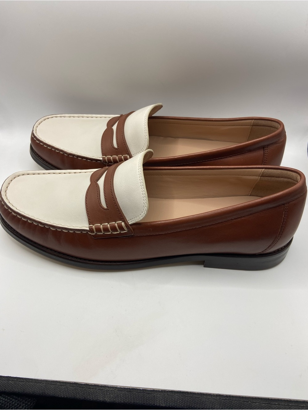 Cole Haan White and Brown Leather Penny Loafers - Picture 3 of 9